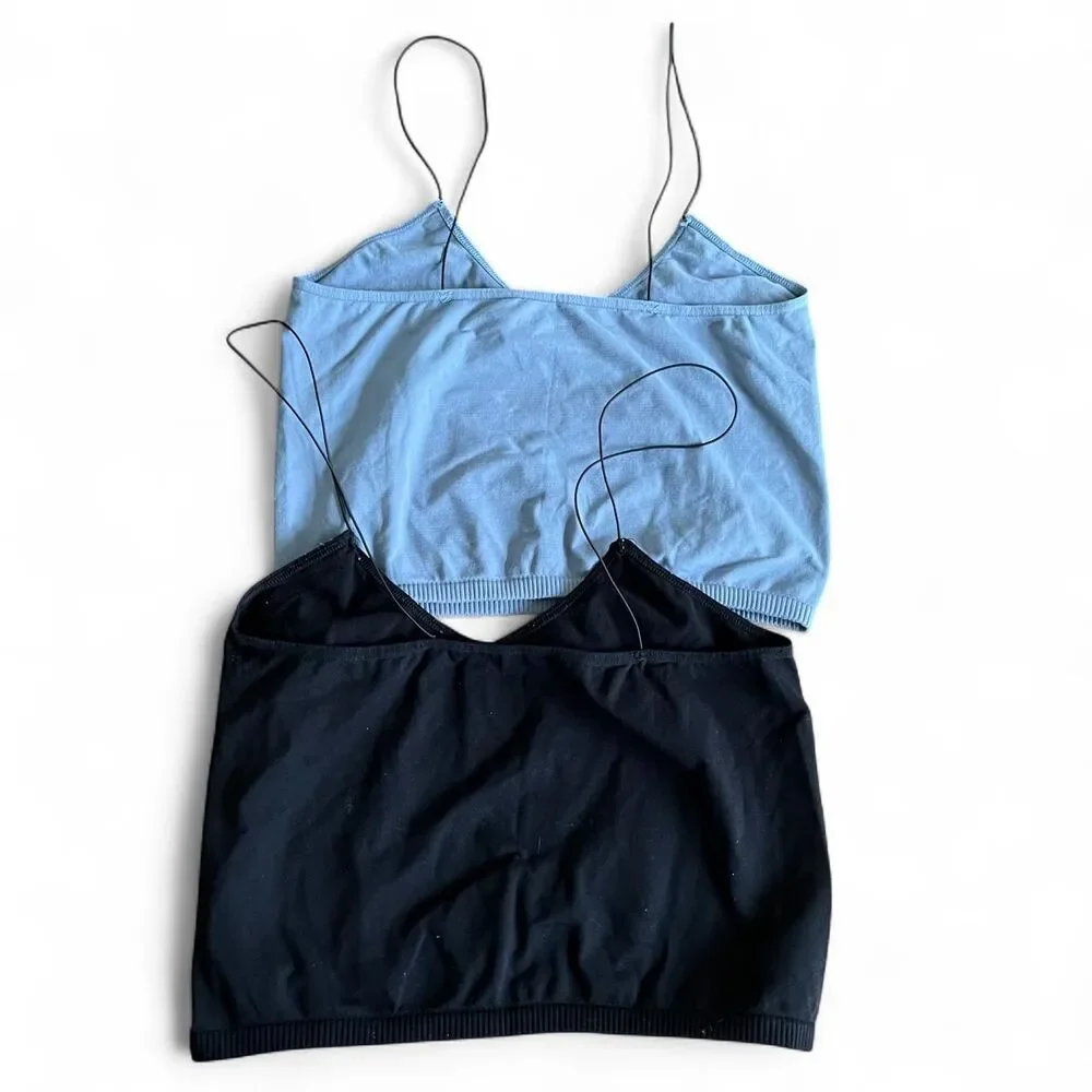 Free People Women's Black and Blue Crop Top Bundle